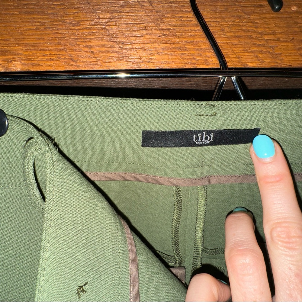 Tibi Army Green Black Color Block Pants Size 4 - image 7